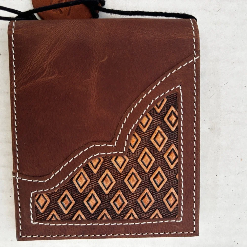 Myra Flam Bifold Wallet Mens Brown Leather Tooled Western Cowboy New